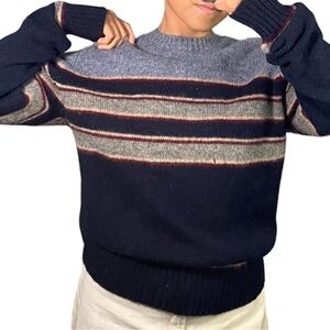 Men's Striped Sweater - Navy and Gray